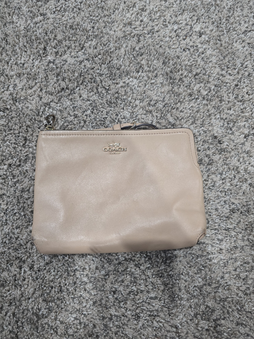 Coach Cream Leather Wristlet Clutch
